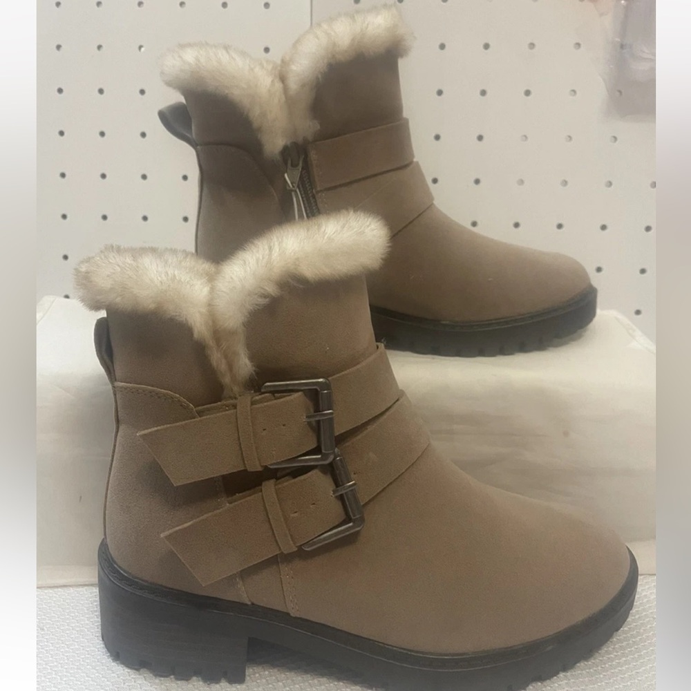 Universal Threads Janet  Faux-Fur Trim Ankle Boots - Taupe